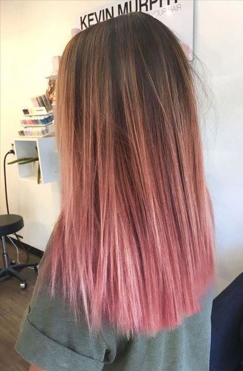 Hair Dye Ideas Straight Hair, Pink Light Brown Hair, Pink Hair Streaks Straight Hair, Brunette Hair With Pink, Pink And Brown Hair Straight, Pink Highlights In Brown Hair Straight, Pink Ombre Hair Brunette, Pink Hair Straight, Pink Ends On Brown Hair