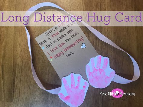 Long Distance Hug Craft, Long Distance Valentines Day For Him, Long Distance Valentines Day, Long Distance Valentines, Long Distance Hug, Hug Card, Grandma Crafts, Grandparents Day Crafts, Diy Anniversary Gift