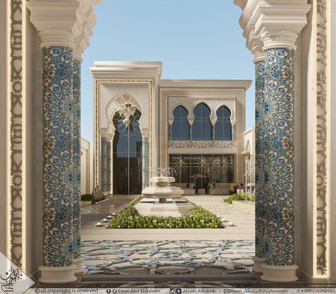 Islamic Architecture House, Arabian House Design, Andalusian Architecture, Castle House Design, Moroccan Houses, Mosque Design, House Floor Design, House Design Pictures, Modern Exterior House Designs