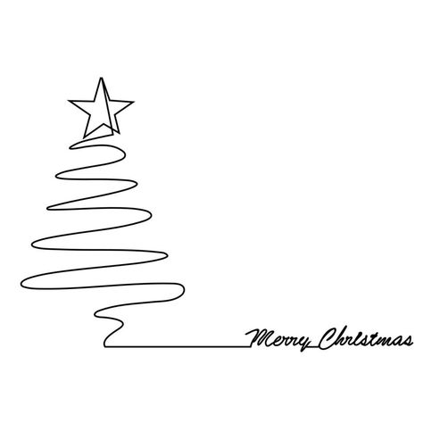 Design For Christmas Card, Single Line Christmas Tree, Christmas Draw Tree, Christmas Card Line Art, Christmas Designs Drawing, Minimalist Christmas Tree Drawing, One Line Christmas Tree, Line Drawing Christmas Card, Line Art Christmas Tree