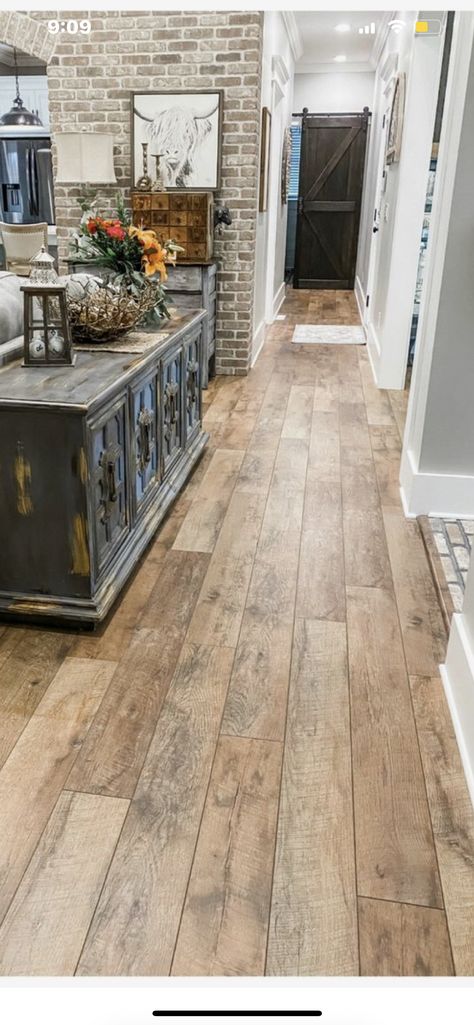 Modern Farmhouse Flooring, Flooring Grey, Farmhouse Kitchen Flooring, Barnwood Floors, Rustic Wood Floors, Farmhouse Flooring, Cabin Floor, Rustic Flooring, Vintage Credenza