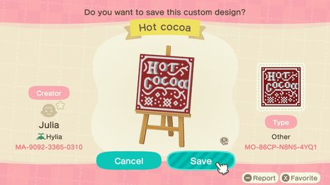 Animal Crossing Hot Chocolate Stall, Acnh Hot Cocoa Stand, Christmas Acnh Codes, Acnh Sprinkle, Acnh Winter Codes, Acnh Holiday Codes, Animal Crossword, Acnh Holiday, Christmas Acnh