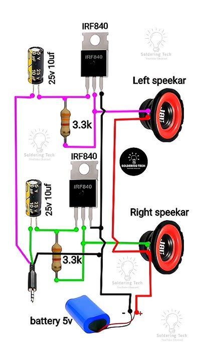 Audio Amplifier Circuit Diagram, Simple Electronic Circuits, Electronics Projects For Beginners, Diy Audio Projects, Audio Ideas, Circuit Board Design, Diy Amplifier, Electronic Circuit Design, Electrical Circuit Diagram