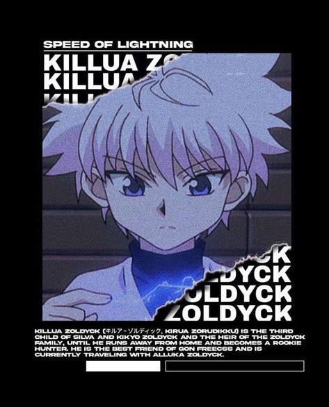 Hunter X Hunter Killua, Typography Shirt Design, Alluka Zoldyck, Graphic Design Posters Layout, Materi Bahasa Jepang, Goth Wallpaper, Killua Zoldyck, Album Art Design, Tshirt Printing Design