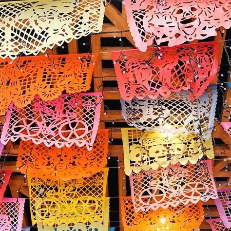 Mexico Travel & Gift Shop on Instagram: "🌸☠️ What is papel picado and why is it used during Día de los Muertos or Day of the Dead? 🌸☠️ (📷: @luisafnavarro) Papel picado is beautiful form of perforated tissue paper that can often be spotted on the streets of Mexico. Common illustrations from this traditional Mexican folk art include animals, floral designs, and skeletons. During Day of the Dead, papel picado serves as a symbol of the fragility of life. It is believed that the holes in the tissue paper allow a way for the souls to travel and visit us. When the wind blows, it creates an especially magical and spiritual feeling reminding us that the season has arrived and our ancestors are coming. While, the yellow and purple colors often used during Día de Muertos symbolize purity and Day Of The Dead Mood Board, Day Of The Dead Aesthetic, Atsv Oc, Mexican Art Traditional, When The Wind Blows, Mexican Culture Art, Día De Muertos, Yellow And Purple, Traditional Mexican