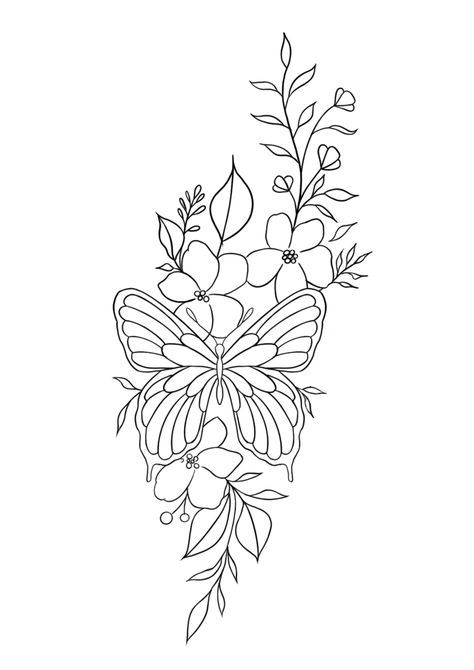 Printable Tattoo Designs Stencil, Butterfly Tattoo Outline, Wrist Hand Tattoo, Flower Tattoo Stencils, Printable Tattoos, Butterfly Outline, Animal Tattoo Ideas, Rose Tattoos For Women, Tattoo Outline Drawing