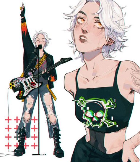 Punk Poses, Punk Female Character Design, Punk Character Design, Punk Character, Singer Art, Cyberpunk Female, Cyberpunk Girl, Cyberpunk Character, Arte Sketchbook