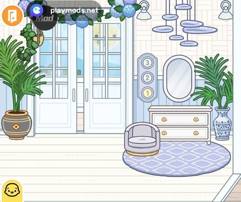 Toca Boca Coastal House, Toca Boca Beach House Ideas, Adopt Me Small House Ideas, Cute Dorm Ideas, Toca Boca Hair Salon, Bad Room Ideas, Beachy House, Beach Mansion, Free House Design