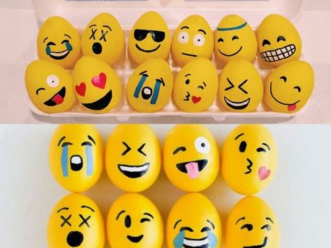 emoji-easter eggs Emoji Easter Eggs, Easter Egg Pictures, Cool Easter Eggs, Eggs Design, Funny Easter Eggs, Yellow Emoji, Happy Easter Quotes, Egg Pictures, Egg Craft