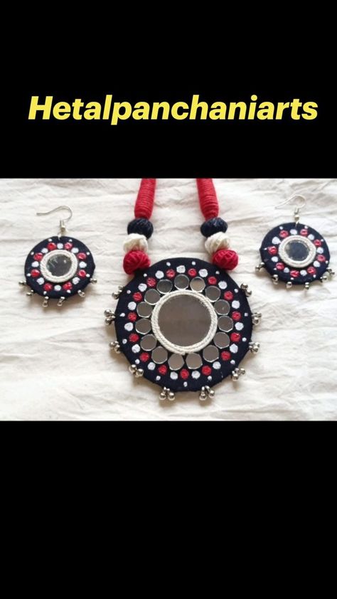 Mirror Work Jewellery Diy Jewelry, Diy Jewelry For Navratri, Mdf Jewellery, Diy Jwellary, Jewellery Necklace Design, Fabric Necklace Diy, Mdf Earrings, Diy Earrings Materials, Earring Clay