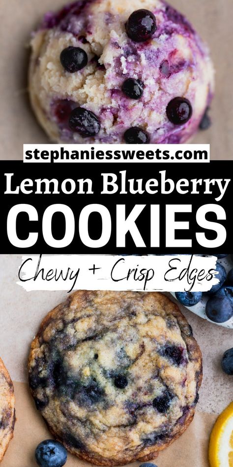 Raspberry White Chocolate Cookies, Blueberry Cookies Recipes, Lemon Blueberry Cookies, Blueberry Cookies, Dessert Recipies, White Chocolate Cookies, Lemon Flavor, Fruity Desserts, Cookie Calories