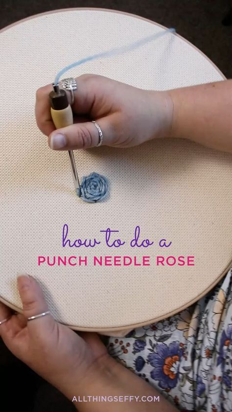 Rose Punch Needle, Punch Needle Rose, Small Punch Needle Projects, Punch Needle Embroidery For Beginners, Punching Needle Embroidery, How To Punch Needle, Punch Needle Ideas Free Pattern, Punch Needle Patterns Printable, Punch Needle Stitches