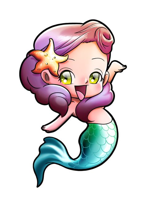 Chibi Mermaid, Mermaid Cartoon, Mermaid Images, Anime Mermaid, Cartoon Drawings Of Animals, Mermaid Wallpapers, Cartoon Drawing Tutorial, Mermaid Drawings, Gothic Fantasy Art