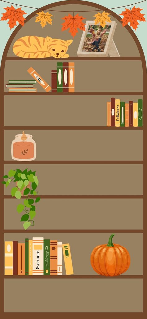 Fall Bookshelf, Bookshelf Wallpaper, Christmas Bookshelf, Custom Bookshelves, Island Wallpaper, Simple Iphone Wallpaper, Inspirational Wallpapers, Fall Wallpaper, Say More