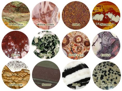 Types of Jasper: Green Skin, Willow Creek, Cobra, Noreena, Plume, Dallasite, Ghost's Eye, Exotica, Landscape, Succor, Zebra, Dalmation. |  Image by  Rebecca (BecStar from http://thatcrystalsite.ning.com/) Types Of Jasper, Jasper Meaning, Gemstones Chart, Rock Hunting, Rock Minerals, Crystal Crafts, Energy Stones, Minerals And Gemstones, Rocks And Gems