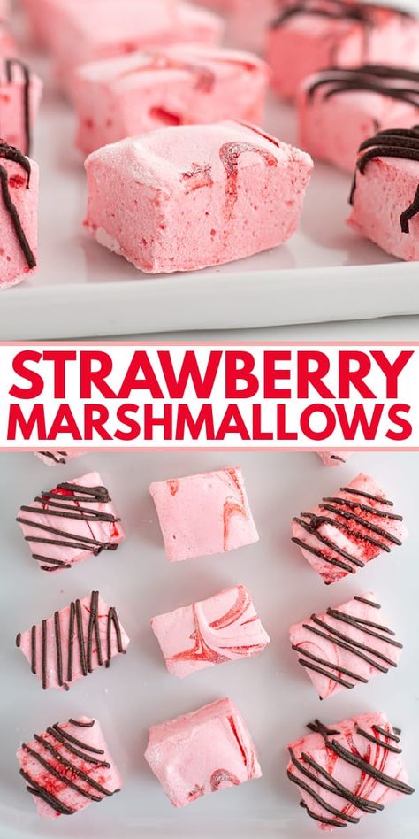 Strawberry Marshmallow Recipe, Monster Cookie Dough Dip, Easy Sticky Buns, Kitchenaid Recipes, Monster Cookie Dough, Homemade Marshmallow Recipe, Carrot Cake Bars, Strawberry Extract, Gourmet Marshmallow