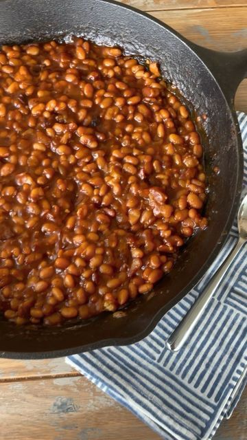 Smoked BBQ Source on Instagram: "Smoked bbq baked beans! Say goodbye to baked beans in a can. ✌️ Recipe 👇 Set up the smoker to 250 Preheat the skillet to medium heat on your stovetop. Add 4 slices of diced bacon to the skillet and cook until it starts to brown. Add 1/2 cup of sweet onion and 2 tablespoons of garlic to the bacon and stir to coat in the rendered fat. Cook until the onions have softened then remove from the heat. Add 2 16 oz cans of navy beans, 1/4 cup of ketchup, molass Navy Beans Recipe, Navy Bean Recipes, Bbq Baked Beans, Smoked Bbq, Navy Beans, Navy Bean, Beans Recipe, Baked Beans, Sweet Onion