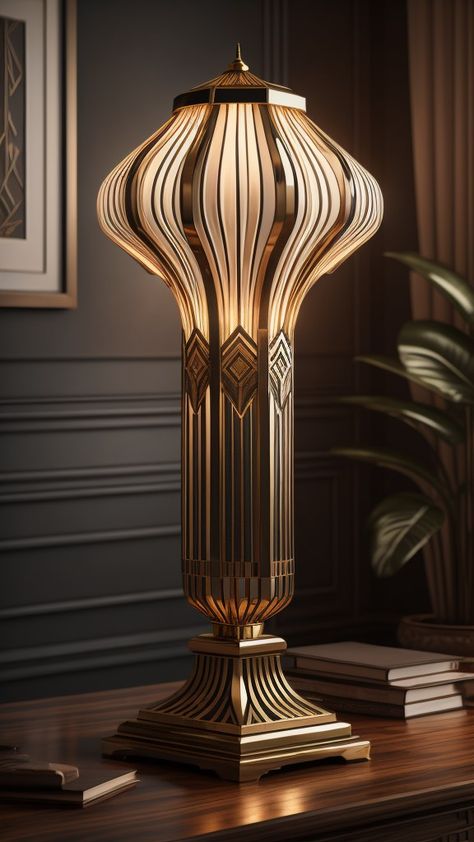 Gatsby Interior Design, Art Deco Style Interior, Art Deco Accessories, Art Nouveau Interior, Lampe Art Deco, Home Interior Accessories, Art Deco Lamp, Art Deco Floor Lamp, Art Deco Lighting