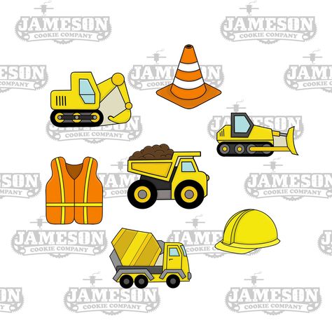 Excavator Cake, Bulldozer Cookies, Construction Cookies, Construction Theme Birthday Party, Cement Truck, Construction Theme, Construction Birthday, Mini Cookies, Modeling Clay