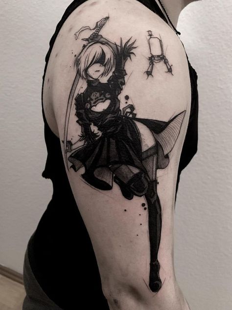 Mate > 2B (Nier: Automata) #tattoo #ink #art 2b Nier Automata, 2b Nier Autómata, Gaming Tattoo, Nier Automata, Anime Tattoos, Tattoo Ink, Pretty Tattoos, Big Tattoo, Ink Art