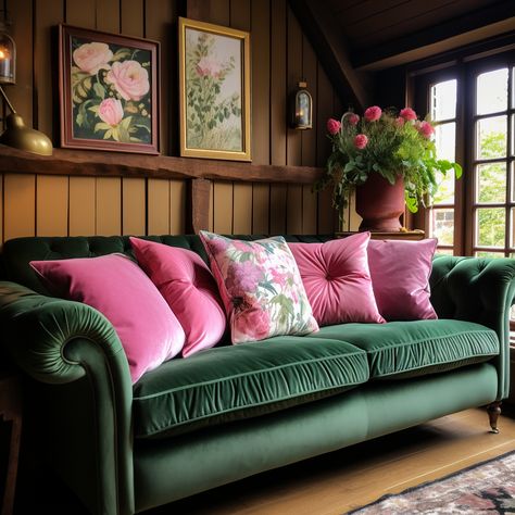 "Experience vibrant contrast with our hot pink velvet cushions on a green velvet sofa! 💖🌿 This bold combination brings an electrifying balance of color to any living space. For more innovative and stylish cushion designs, click the link and explore! 🏡✨" #HotPinkVelvet #GreenVelvetSofa #VibrantContrast #BoldCombination #HomeDecor #InteriorDesign #CushionCovers #Cushions #ClickTheLink 🏡 Green Sofa Cushions Color Schemes, Green Sofa Pink Cushions, Green Velvet Sofa Color Combinations, Green Living Room Color Scheme, Sofa Colour Combinations, Green Velvet Sofa Living Room, Garden Dragonfly, Pink Cushion Covers, Cushion Designs