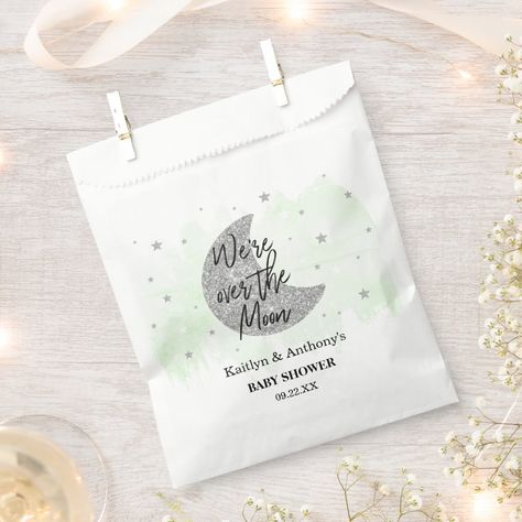 Over The Moon | Neutral Baby Shower Favor Bag Pink Baby Shower Favors, Moon Birthday, Birthday Favors Kids, Baby Boy Shower Favors, Moon Baby Shower, Baby Shower Favors Girl, Moon Gold, Birthday Items, Baby Shower Favor