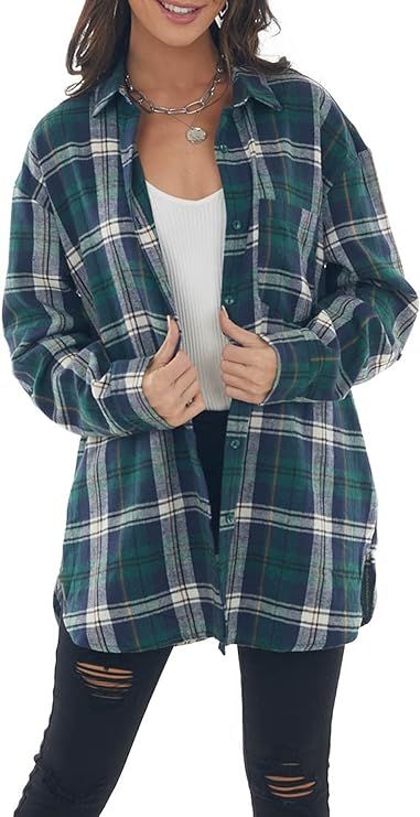 About this item - 85% Cotton, 15% Polyester - Button closure Plaid Shirt Women, Plaid Shirts, Flannel Shirts, Womens Plaid, Flannel Shirt, Women Clothing, Button Down Shirt, Long Sleeve Shirts, Womens Shirts