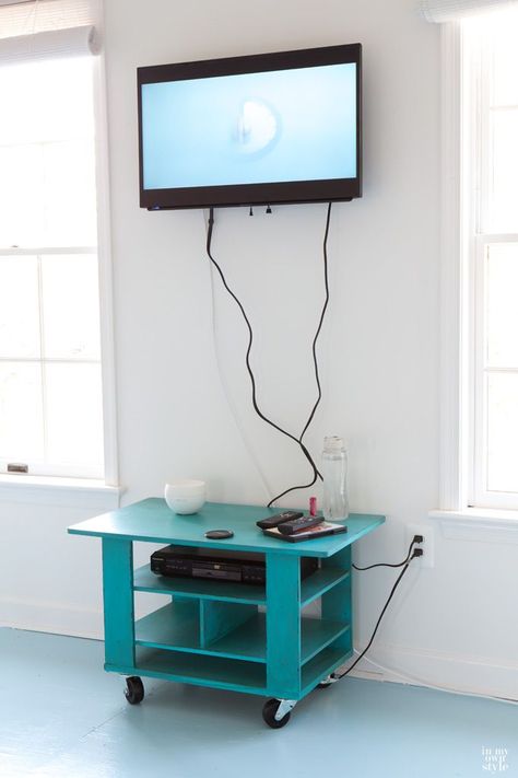 How-to-hide-TV-cords-on-a-wall-mounted-TV Hiding Tv Cords On Wall, Hide Cords On Wall, Hide Tv Cords, Tv Cords, Tv Mounted, Hide Cords, Hidden Tv, Living Tv, Hide Cables