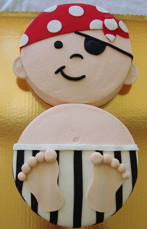 This is a cake I made for a pirate theme baby shower, 2 10" rounds iced in bc with fondant decor. Pirate Baby Shower Ideas, Baby Boy Cake Topper, Pirate Baby, Baby Shower Cakes For Boys, Pirate Cake, Baby Boy Cakes, Pirate Birthday, Shower Bebe, Themed Cupcakes