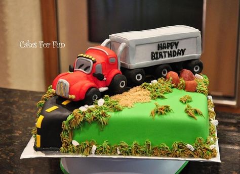 A Truckin' Birthday! Semi Truck Cakes, Happy Birthday Wishes For Him, Truck Theme Birthday, Truck Birthday Cakes, Cake Table Birthday, Birthday Wishes For Him, Construction Birthday Party, Anna Birthday, Truck Cakes