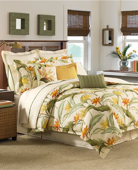 Tommy Bahama Home Birds of Paradise Comforter Sets - Bedding Collections - Bed & Bath - Macy's Tropical Bedding Sets, Tropical Bedding, Nautical Bedding, Beach Bed, Nautical Quilt, Beachfront Decor, Tommy Bahama Bedding, Coastal Bedding, View Beach