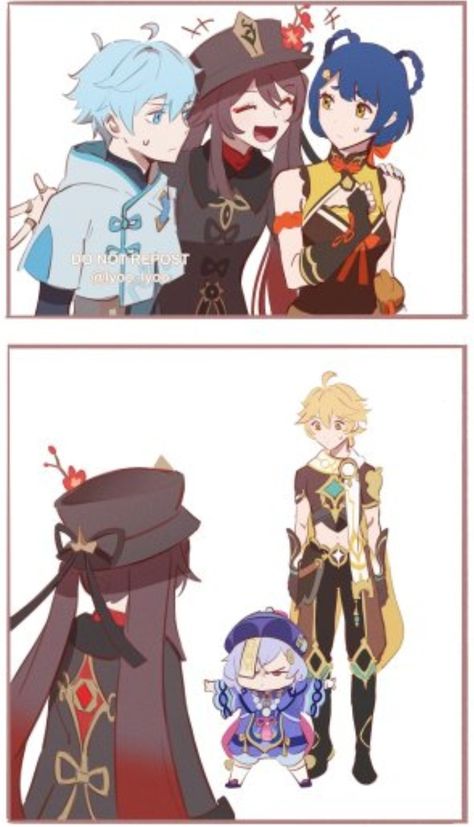 Aether X Hu Tao, Anime Friendship, Hu Tao, Dream Artwork, Chibi Characters, Funny Profile Pictures, Fun Comics, Cute Anime Pics, Funny Games