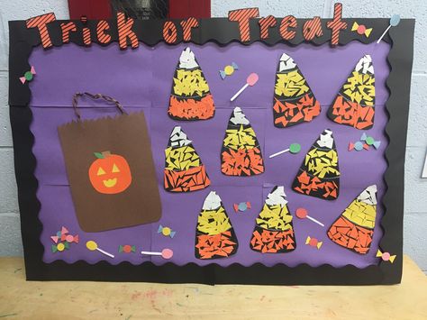 Candy Corn Bulletin Board, Candy Corn Bulletin Board Ideas, Candy Bulletin Boards, Summer Bulletin Boards, Halloween Bulletin Boards, Halloween Preschool, Before School, Halloween Door Decorations, After School Program