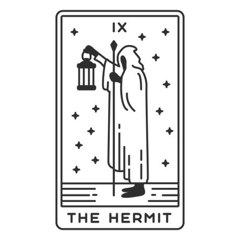 Tarot card the hermit filled stroke The Magician Tarot Drawing, Tarot Card Tattoo The Hermit, Tiny Tarot Tattoo, Hermit Drawing, Minimalist Tarot Cards, Tattoo Card Design, The Hermit Tarot Card Tattoo, Hermit Tarot Card Tattoo, Tarot Card Hermit