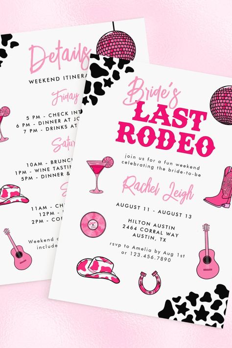 Cowgirl Disco Last Rodeo Bachelorette Invitation Last Rodeo Bachelorette Party Invite, Bachelorette Party Ideas Cowgirl, Last Rodeo Bachelorette, Cowgirl Disco, Rodeo Bachelorette, Last Rodeo, Bachelorette Invitation, Cowgirl Bachelorette, Rodeo Cowgirl