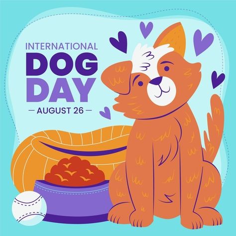 International Dog Day, National Dog Day, Day Illustration, Dog Day, Pet Day, Man And Dog, Dog Illustration, Dog Images, Dog Pin