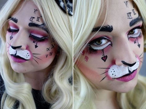 Rabbit Alice In Wonderland Makeup, Easter Fundraiser, White Rabbit Makeup, Alice Makeup, Rabbit Makeup, Alice In Wonderland Makeup, White Rabbit Costumes, Rabbit Alice In Wonderland, Wonderland Makeup