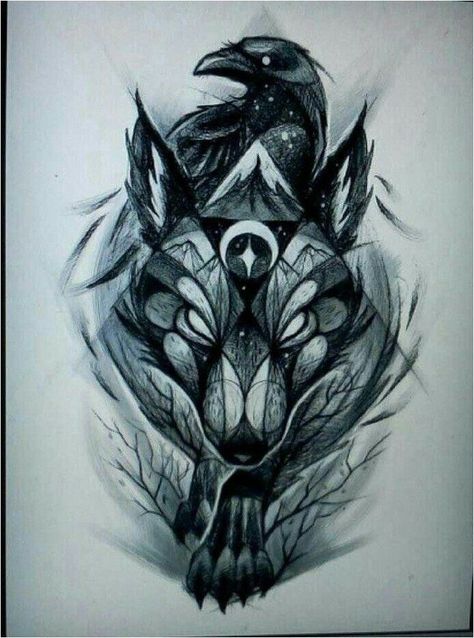 Wolves Tattoo, Fenrir Tattoo, Pyramid Tattoo, Tree Sleeve Tattoo, Moon Color, Tattoo Tree, Tattoo Moon, Upper Back Tattoos, Family Tree Tattoo