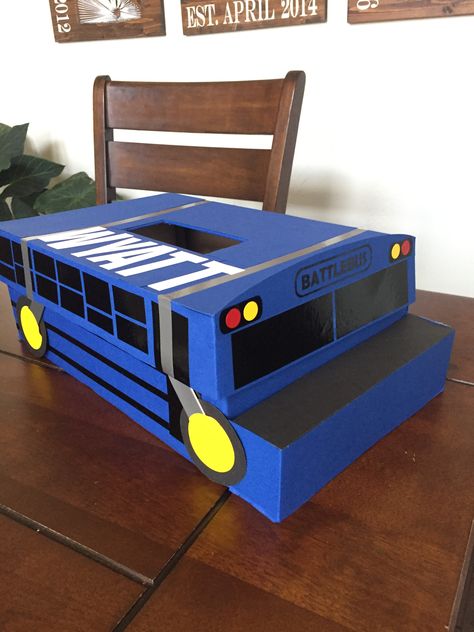 Fortnite battlebus Valentine’s Day school box Valentines Box Fortnite, Fortnite Battle Bus Valentines Boxes, Fortnight Valentines Boxes, Fortnite Valentine Box Ideas, Fortnite Valentines Boxes For Boys, Valentines Boxes Diy, Boy Valentines Boxes Diy, Fortnite Crafts, Cool Valentine Boxes