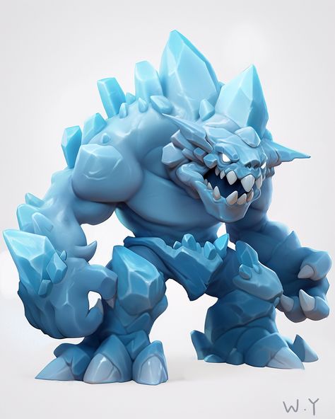 Ice Golem, Creature 3d, Cartoon Monsters, Game Concept Art, Scene Design, Game Character Design, My Team, Character Sketch, Creature Concept