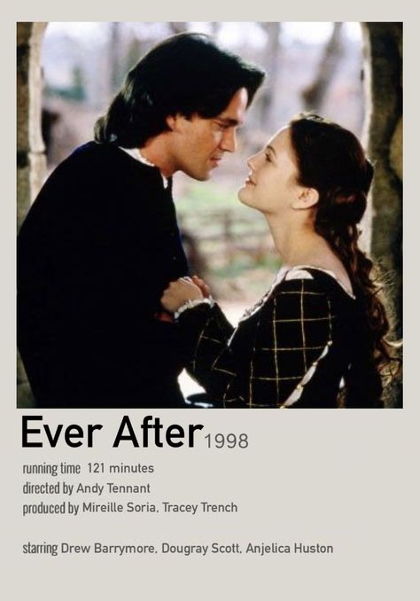 Drew Barrymore and Dougray Scott Drew Barrymore Movies, Ever After Drew Barrymore, Ever After Poster, Comfort Films, Dougray Scott, Media Journal, Comfort Movies, Posters Minimalist, Anjelica Huston