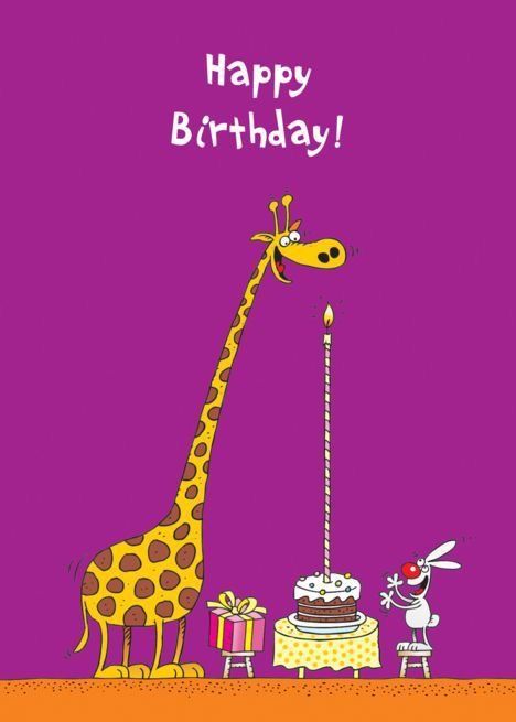 Happy Birthday Wishes Friendship, Happy B Day Images, Birthday Giraffe, Illustrated Holiday Cards, Happy Birthday Illustration, Birthday Wishes For Kids, Funny Happy Birthday Wishes, Giraffe Birthday, Happy Birthday Quotes Funny