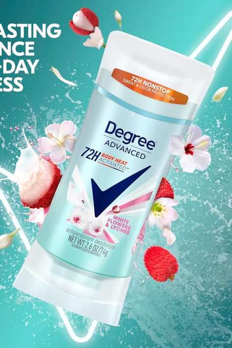 NONSTOP FRESHNESS: Degree White Flowers & Lychee Advanced Protection Antiperspirant Deodorant keeps you feeling fresh and clean with 72-hour sweat and odor protection. YOU MOVE, IT WORKS: Our breakthrough Body Heat Activated technology works in sync with your body all day. This antiperspirant deodorant releases a burst of fragrance every time you move. Fragrance Creative Ads, Antiperspirant Deodorant, Deodorant Spray, In Sync, Antiperspirant, Creative Ads, Body Heat, Email Marketing, Deodorant