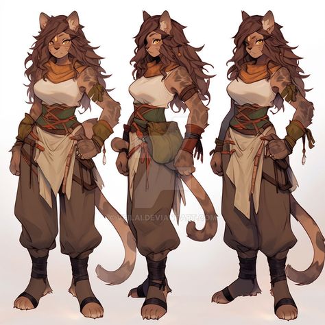 Tabaxi Female Barbarian, Anthro Cat Female, Sphynx Tabaxi, Lioness Character Design, Lioness Fursona, Lioness Anthro, Tabaxi Bard Dnd, Anthropomorphic Lioness, Tabaxi Character Design