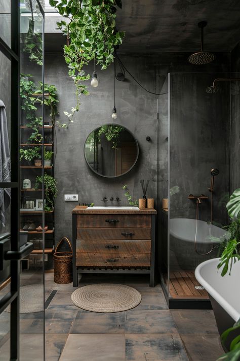 15 Tips for Designing an Industrial Bathroom – Everyday Inspo Industrial Look Bathroom, Earth Tones Bathroom, Bathroom Ideas Rustic, Earth Bathroom, Industrial Bathroom Ideas, Industrial Condo, Bathroom Industrial, Ideas For Bathrooms, Industrial Bathroom Design