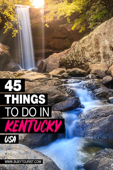 Going on a road trip to Kentucky but not sure what to do there? This travel guide will show you the top attractions, best activities, places to visit & fun things to do in Kentucky! Start planning your itinerary & bucket list now! #kentucky #thingstodoinkentucky #usatravel #usatrip #usaroadtrip #travelusa #ustraveldestinations #ustravel #vacationusa #americatravel Places To Visit In Kentucky, Things To Do In Kentucky, Kentucky Summer, Kentucky Attractions, Kentucky Vacation, Honeymoon Photography, Kentucky Travel, Best Vacation Spots, Fun Places To Go