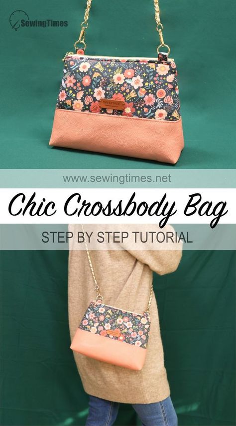 DIY Chic Crossbody Bag💖 Sew a Stylish Shoulder Bag with Zipper Pocket Inside! Sewing Times, Cross Body Bag Pattern Free, Diy Fabric Purses, Quilted Purse Patterns, Crossbody Bag Tutorial, Crossbody Bag Diy, Purse Patterns Free, Cross Body Bag Pattern, Sewing Handbag