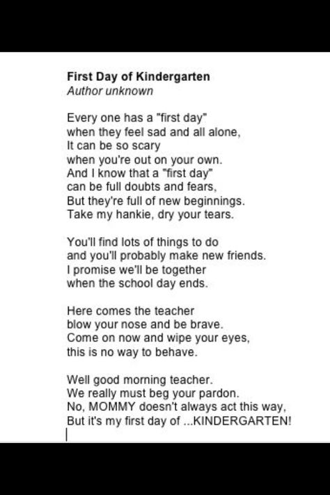 First Day of Kindergarten Kindergarten Quotes For Parents, First Day Of Kindergarten Quotes, Kindergarten Quotes, Quotes For Parents, First Day Of Kindergarten, Kindergarten First Day, Kindergarten Teacher, All Alone, Mommy Life