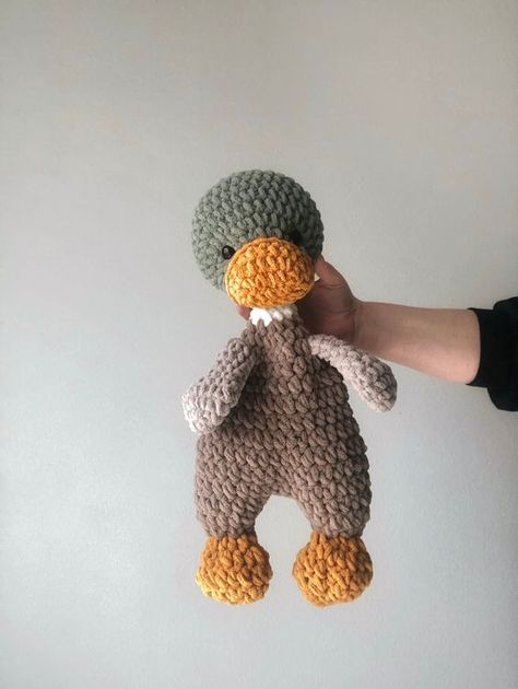 Mallard Duck Snuggler | Mallard Duck Lovey | Crochet Ducky Crochet toys ideas #crochettoysideas #crochet #crochettoy #crochetpattern #crochetpatterns 2.744 Ducky Crochet, Crochet Mallard Duck, Duck Snuggler, Duck Lovey, Lovey Crochet, Lovey Pattern, Lucky Duck, Chenille Yarn, Mallard Duck