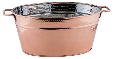 Get the party started in glamorous style with this copper-plated party tub. It’s perfect for chilling multiple bottles of wine or your favorite bottled brew. Party’s over? Use it to store kindling... Party Tub, Chill Drinks, Beverage Tub, Wine Bucket, Chef Kitchen, Old Dutch, Champagne Buckets, Beverage Cooler, Champagne Bottles